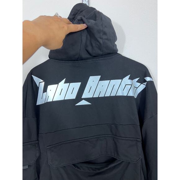 Labo Bantti Large Black Streetwear Hoodie Utility Back Pocket - Picture 6 of 8